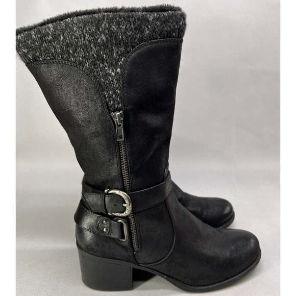 BARETRAPS Womens Willow Black Heeled Riding Boots Round Toe Stacked Heel 11M - Picture 5 of 9